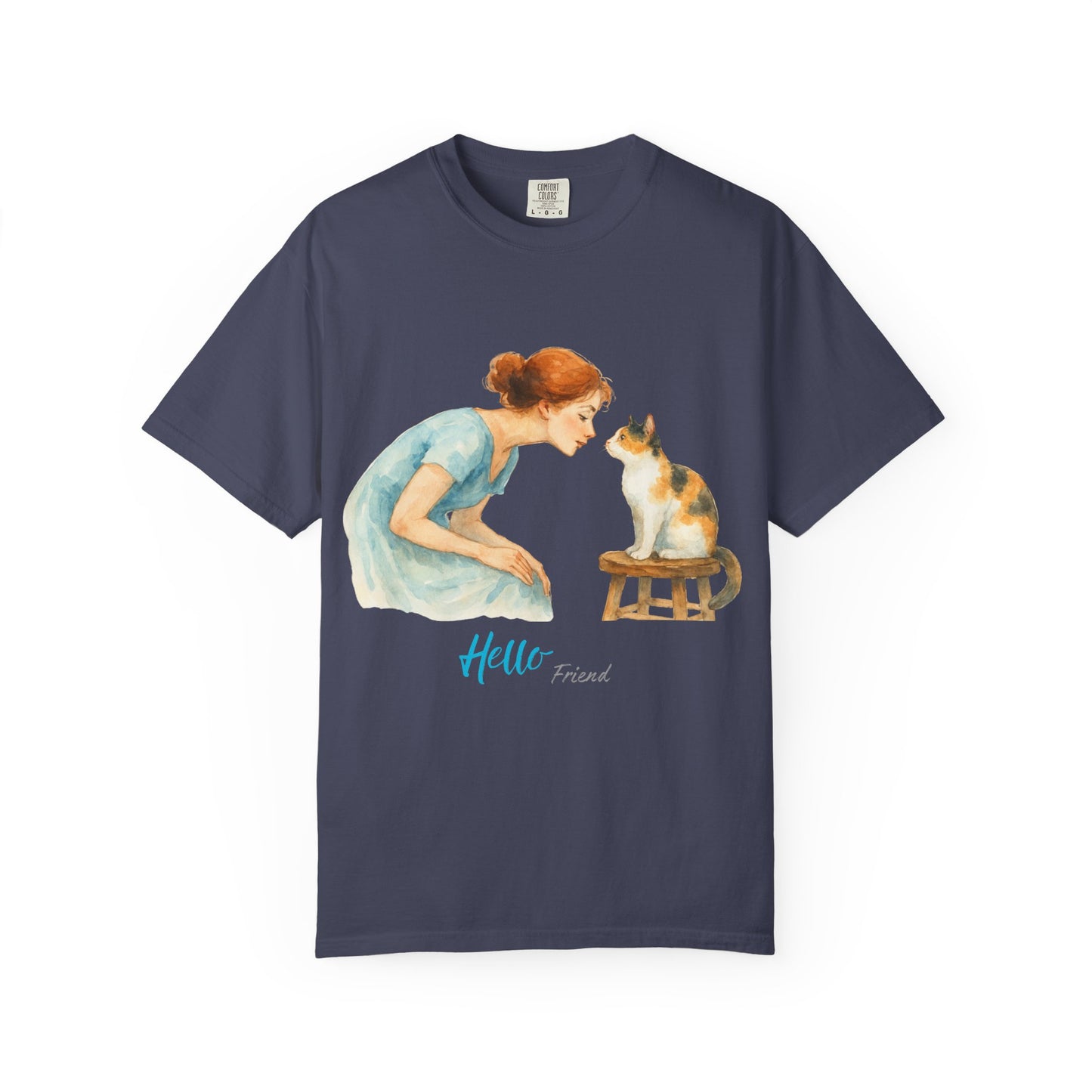 Hello Friend Cat Lover T-Shirt - Unisex Garment-Dyed Tee
