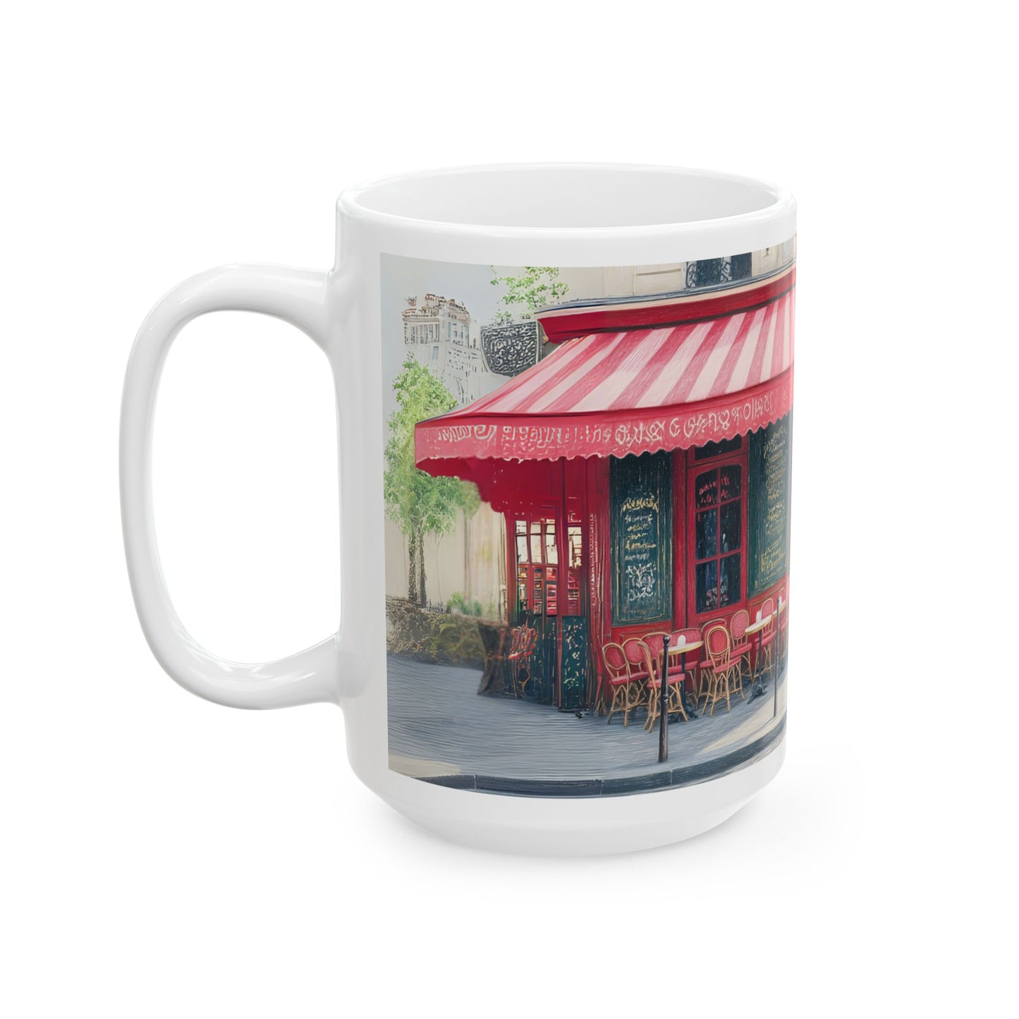 Charming Parisian Cafe Ceramic Mug - Perfect for Coffee Lovers & Gift Giving