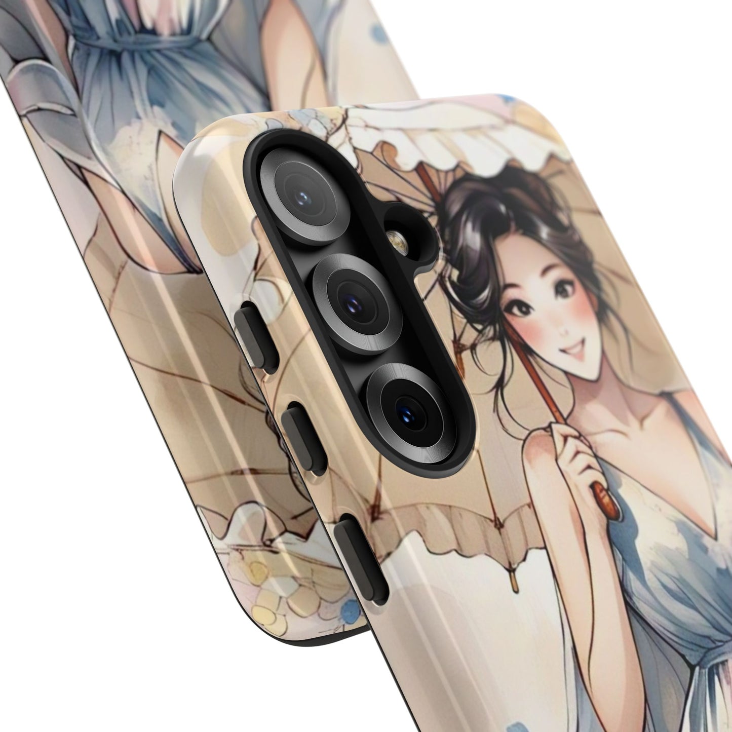 Elegant Floral Phone Case with Umbrella Design