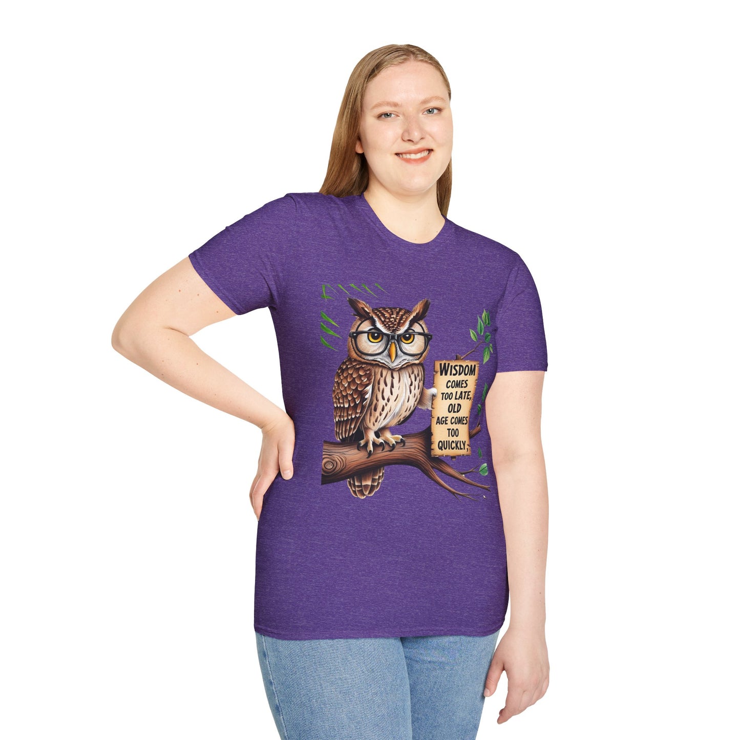 Wisdom Owl Unisex Softstyle T-Shirt - Inspirational Nature Tee