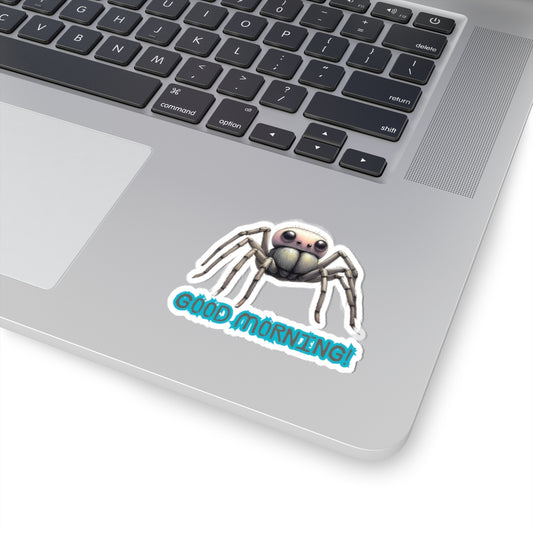 Cute Spider Good Morning Kiss-Cut Stickers | Fun & Whimsical Designs for Laptop, Journal, and More