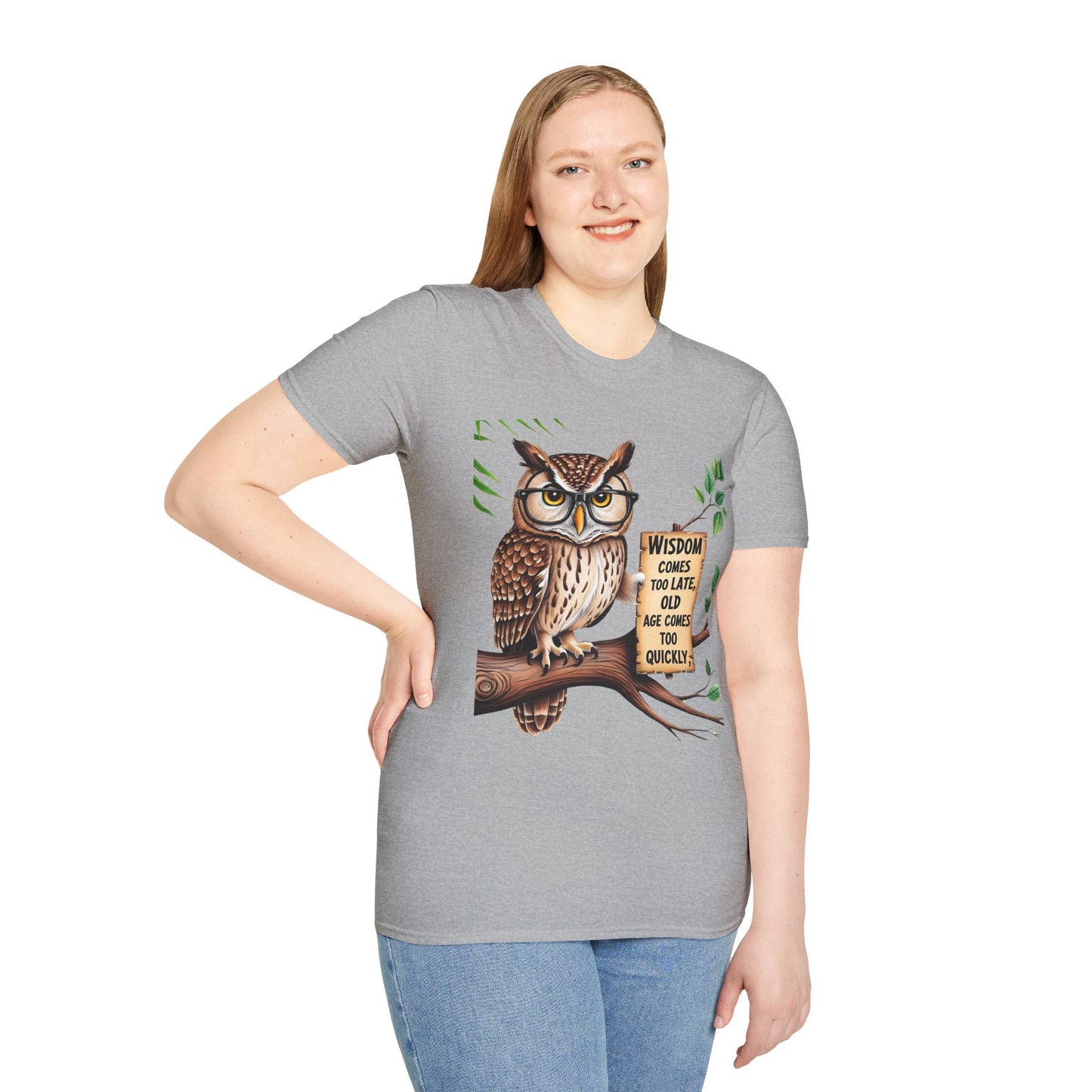 Wisdom Owl Unisex Softstyle T-Shirt - Inspirational Nature Tee
