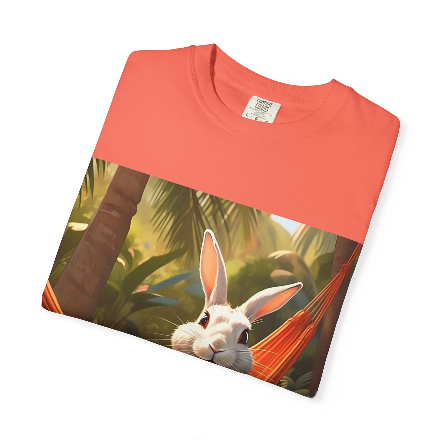 Relaxing Bunny T-Shirt - Unisex Garment-Dyed Tee for Nature Lovers