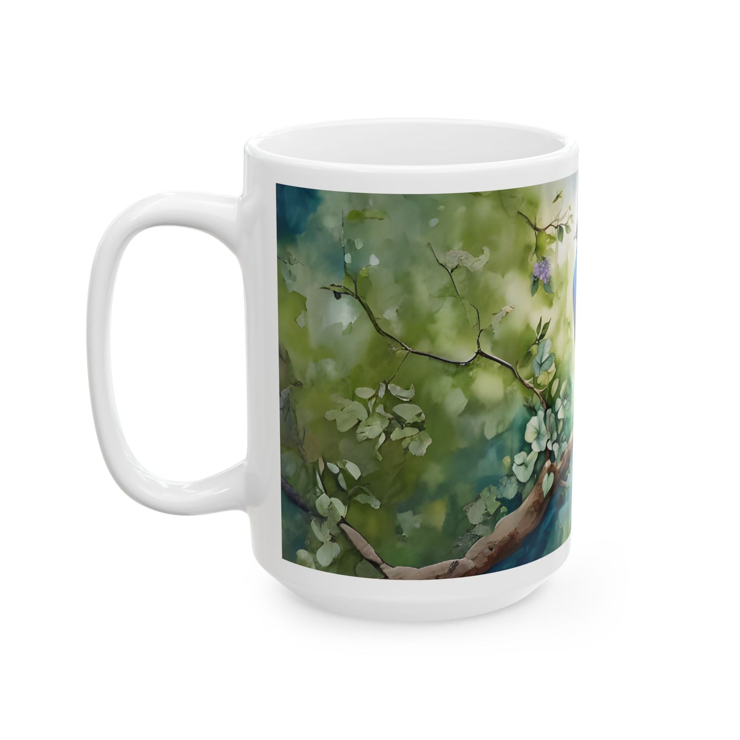 Vibrant Peacock Ceramic Mug - 11oz & 15oz