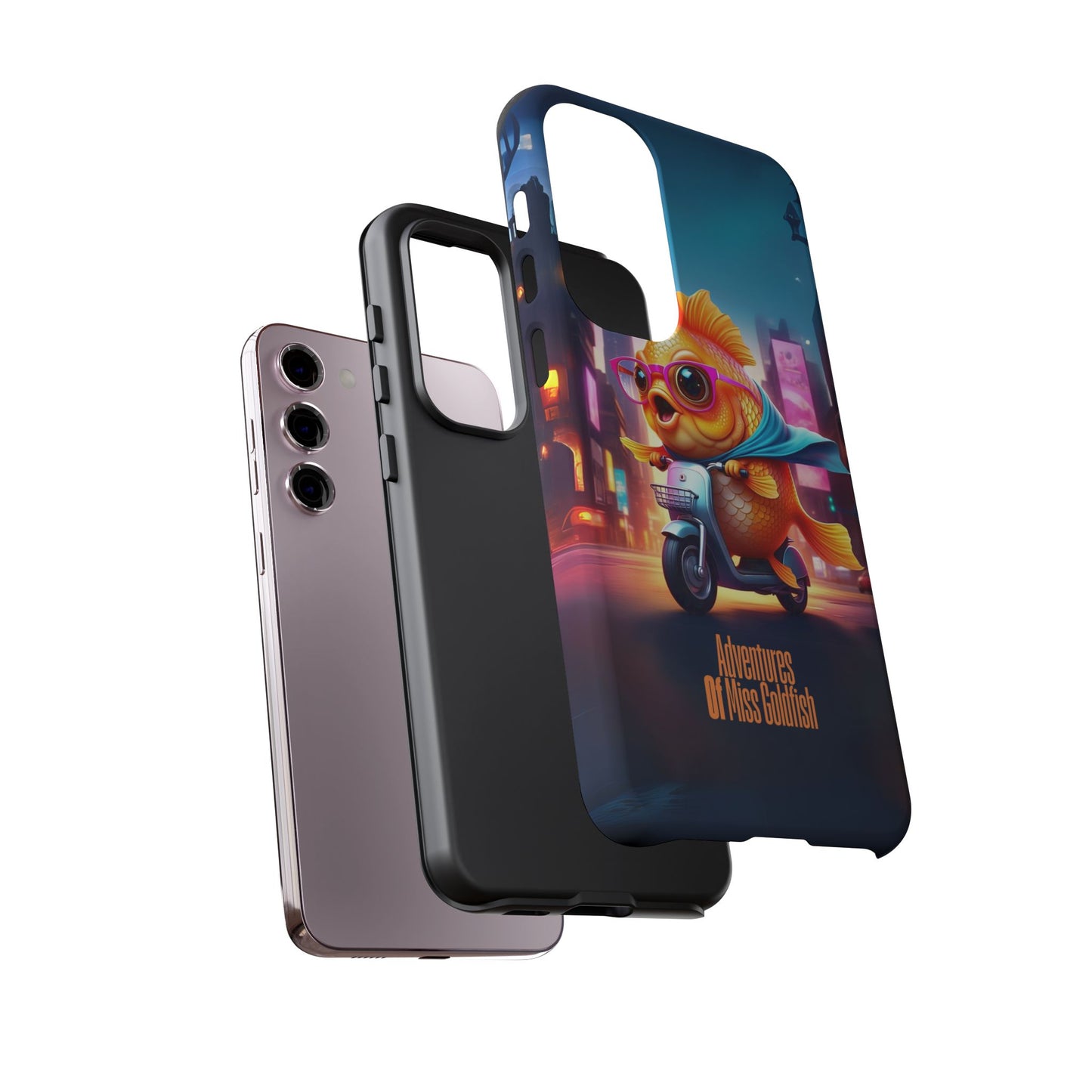 Adventures of Miss Goldfish Phone Case - Fun & Colorful Tough Cover for Fish Lovers