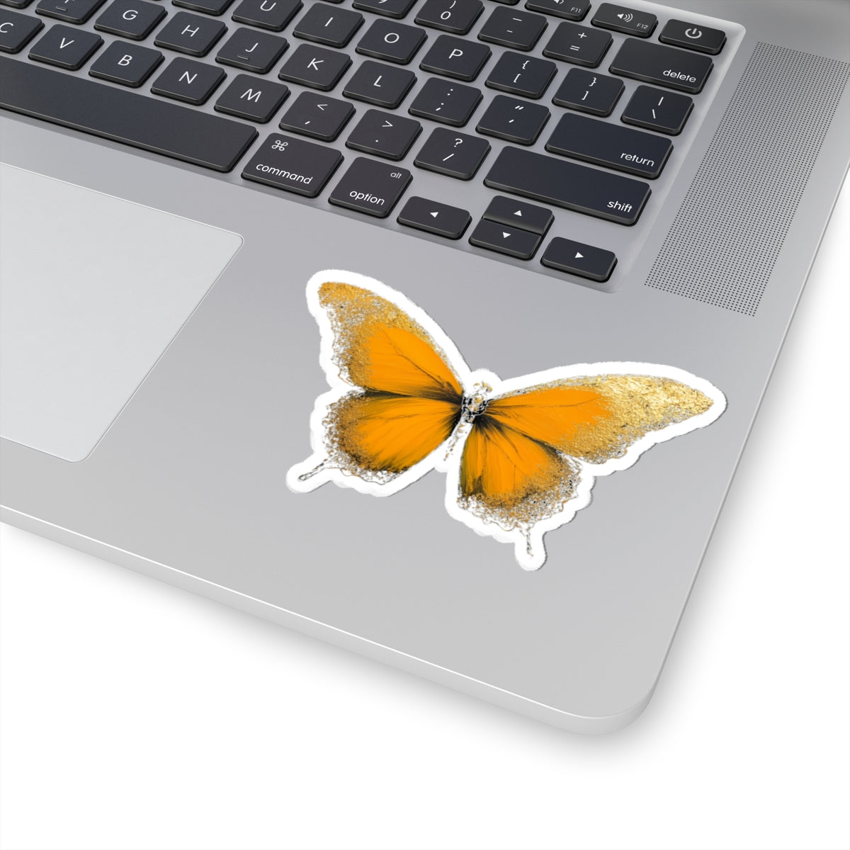 Elegant Butterfly Kiss-Cut Stickers - Gold & Orange Art for Personalization
