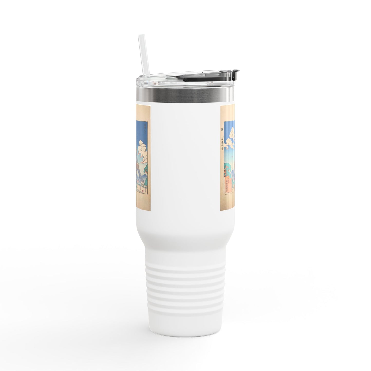 Vintage-Inspired Insulated Travel Mug - 40oz with Iconic Landmarks