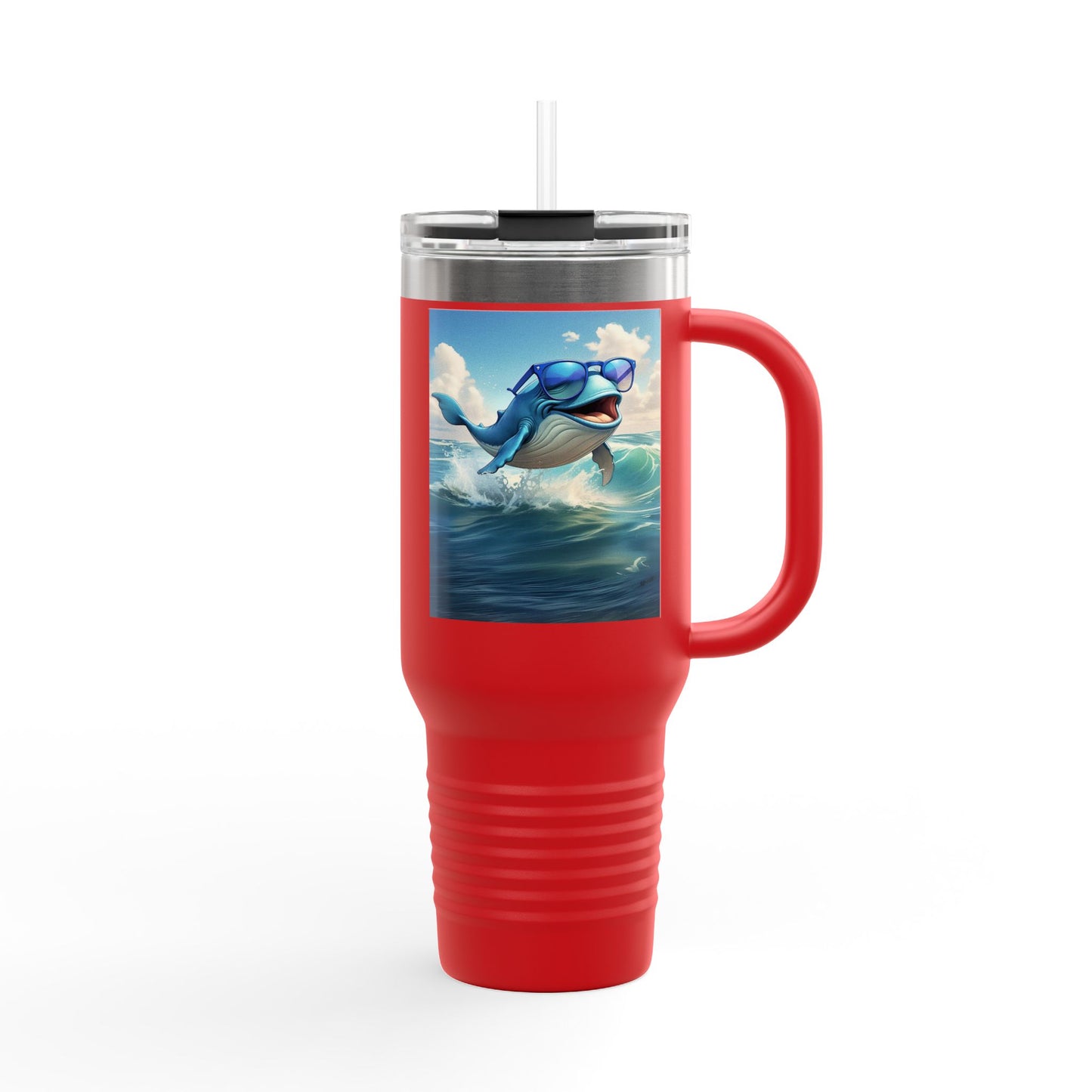 Funny Whale Insulated Travel Mug - 40oz Tumbler with Straw - Perfect for Outdoor Adventures and Gifts