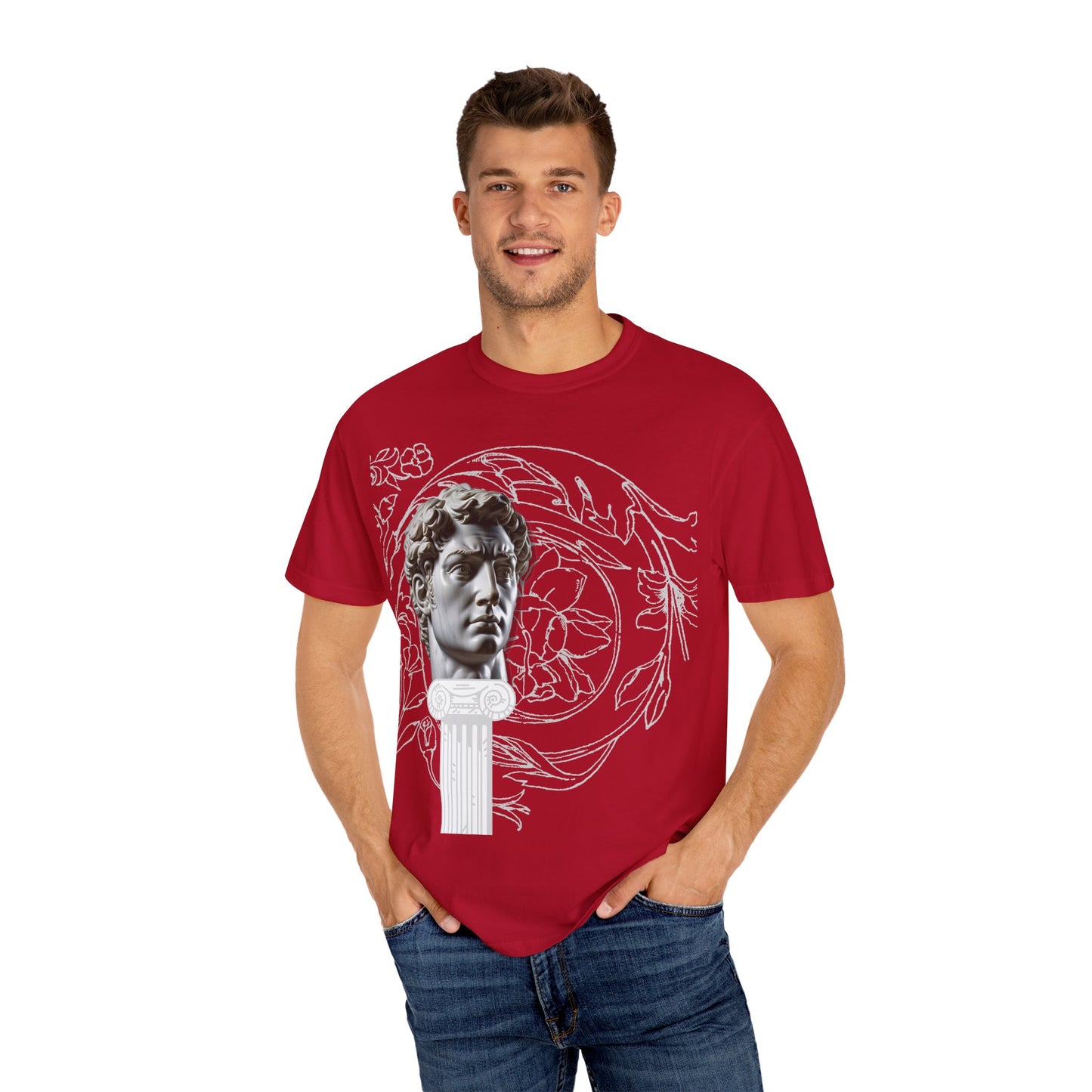 Artistic Roman Garment-Dyed T-shirt - Classic Sculpture Design