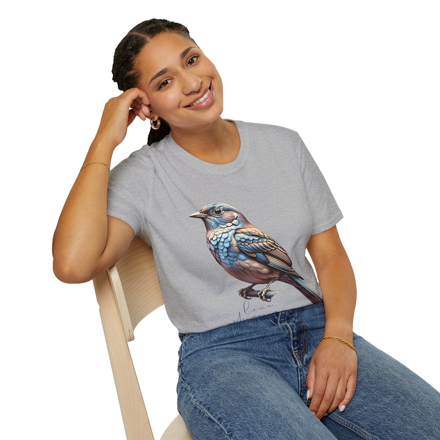 Nature-Inspired Bird Graphic T-Shirt for Soft Comfort