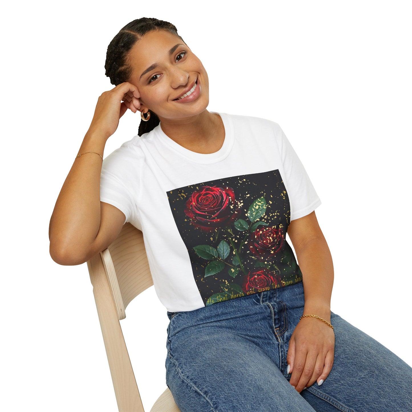 Elegant Rose Graphic T-Shirt - Inspirational Quote Design