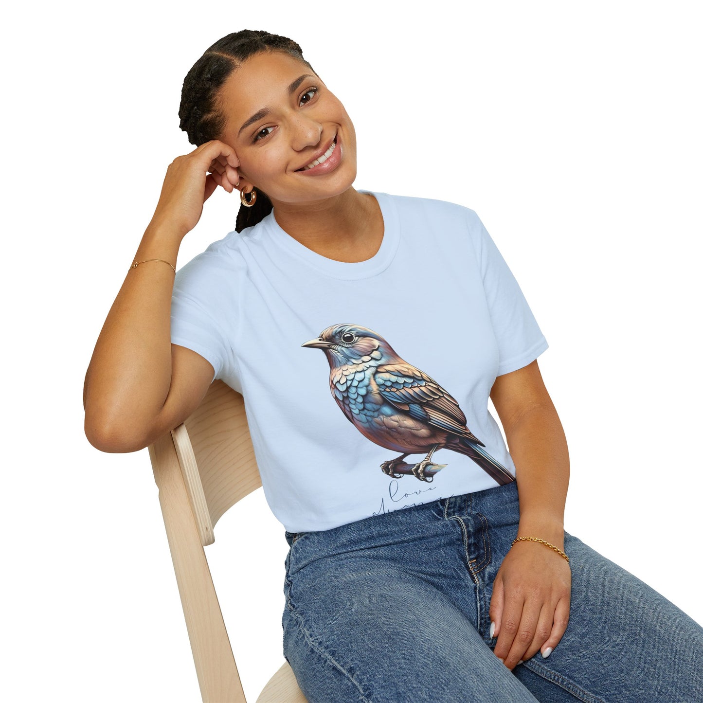 Nature-Inspired Bird Graphic T-Shirt for Soft Comfort
