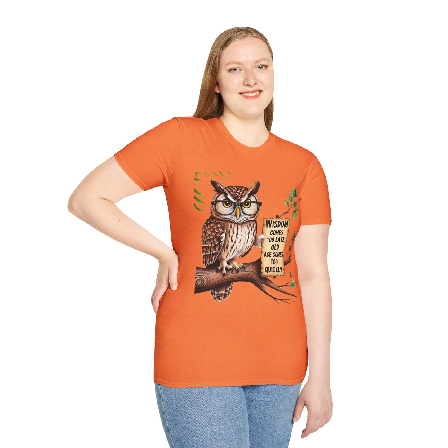 Wisdom Owl Unisex Softstyle T-Shirt - Inspirational Nature Tee