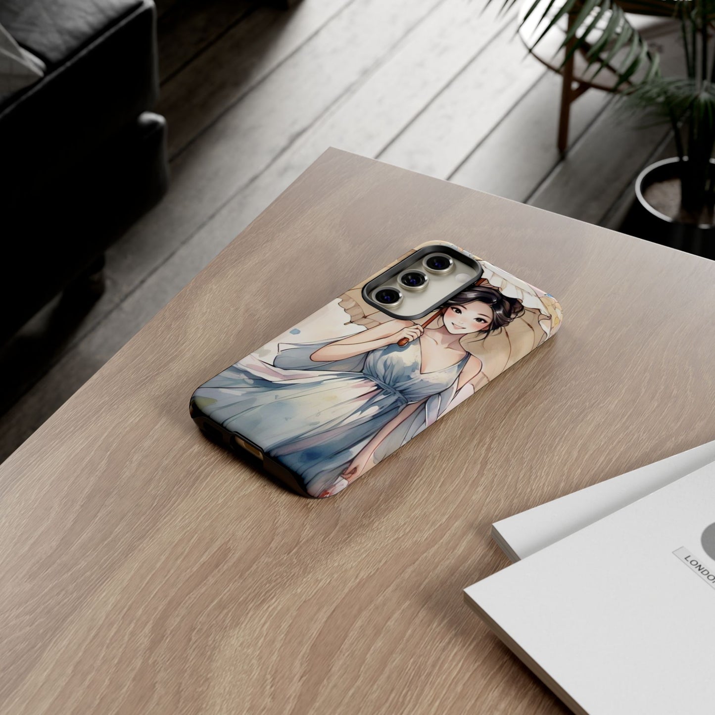 Elegant Floral Phone Case with Umbrella Design