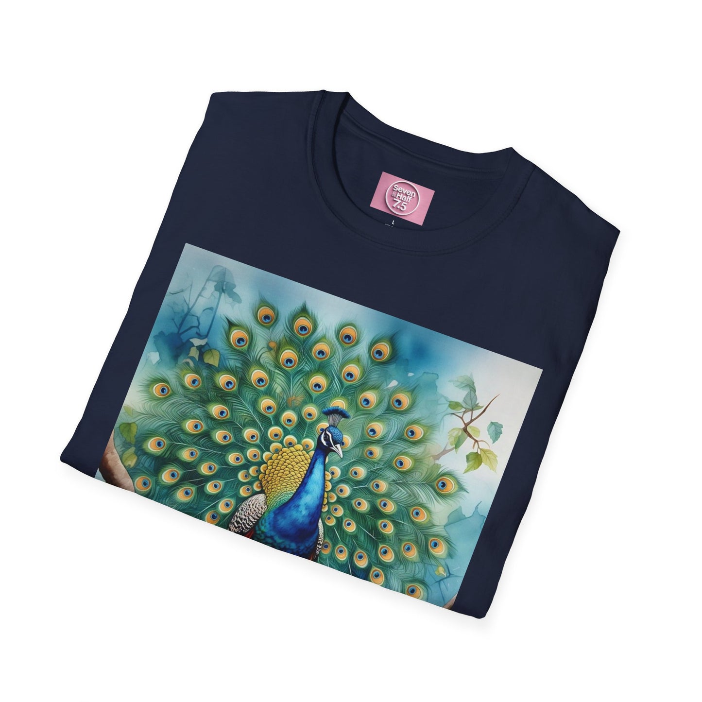 Colorful Peacock Unisex Softstyle T-Shirt - Vibrant Nature Art Tee