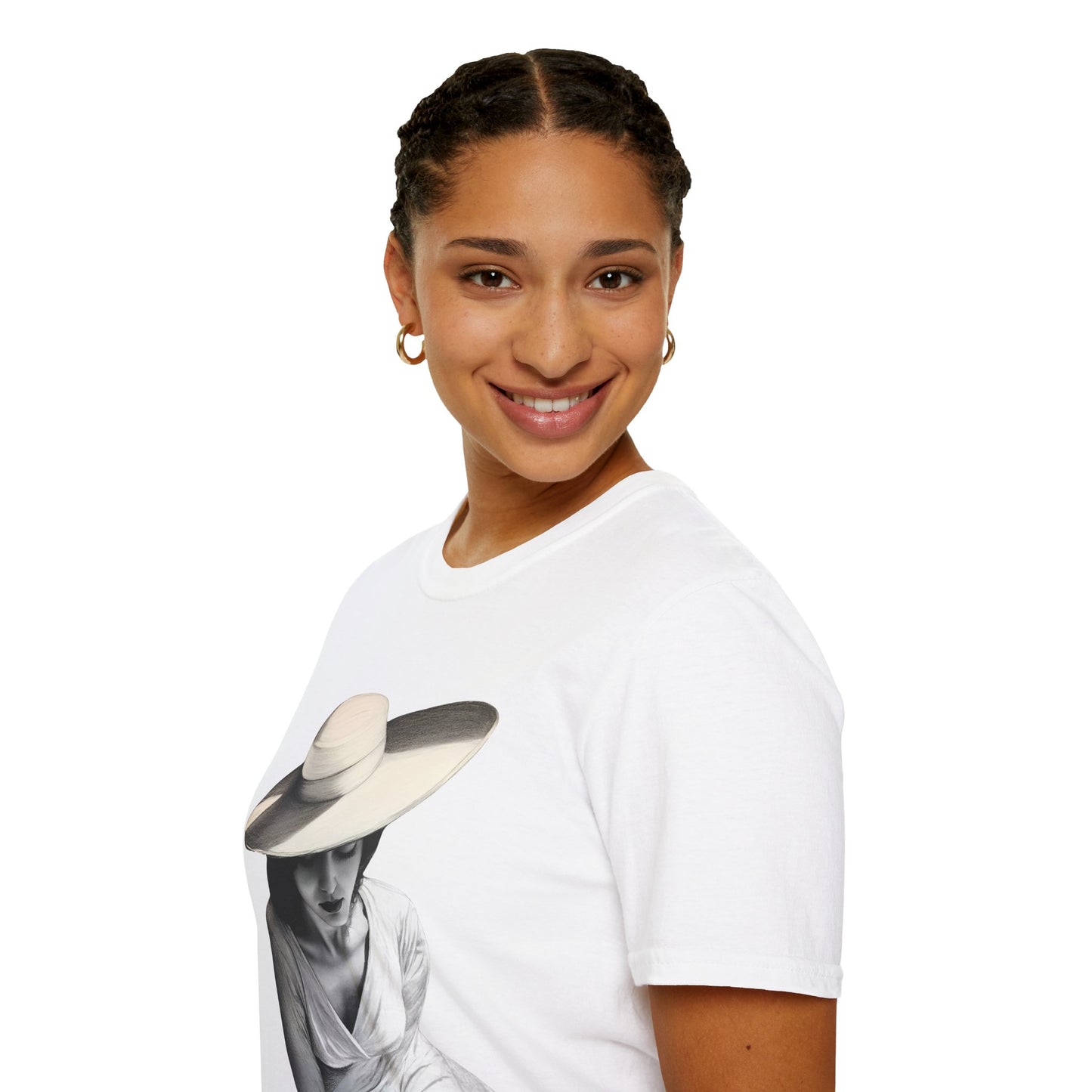 Artistic Women's  Softstyle T-Shirt - Charcoal art Design