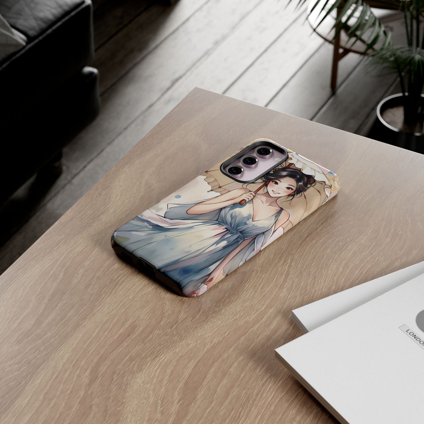 Elegant Floral Phone Case with Umbrella Design