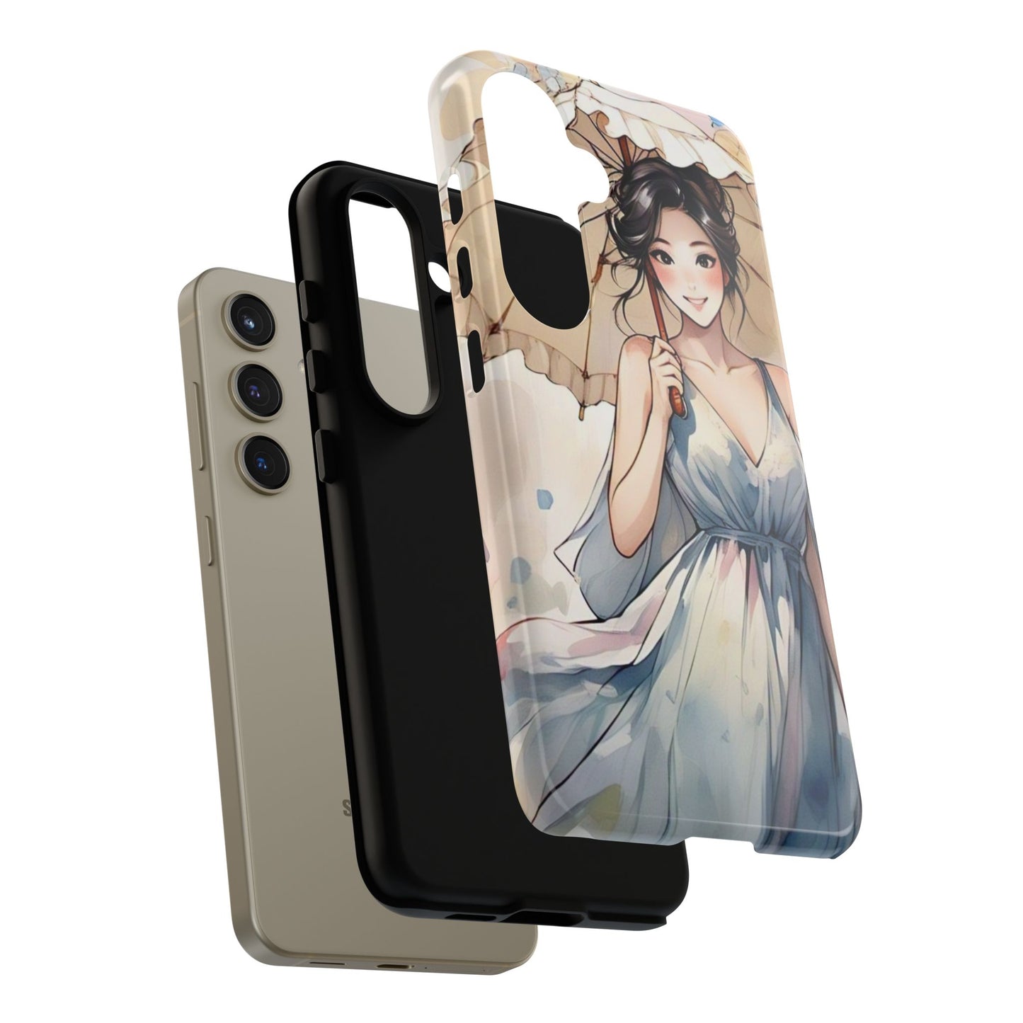 Elegant Floral Phone Case with Umbrella Design