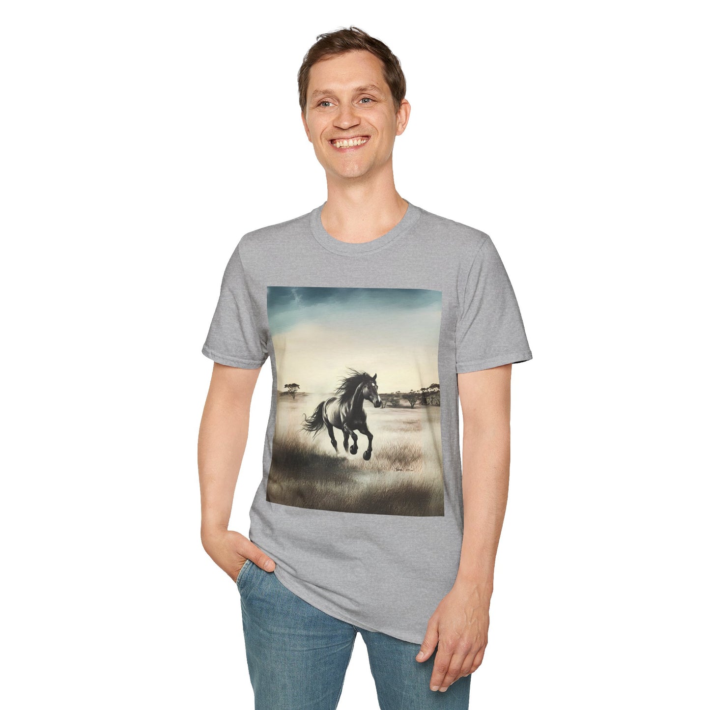 Majestic Horse Unisex Softstyle T-Shirt - Nature Inspired Graphic Tee