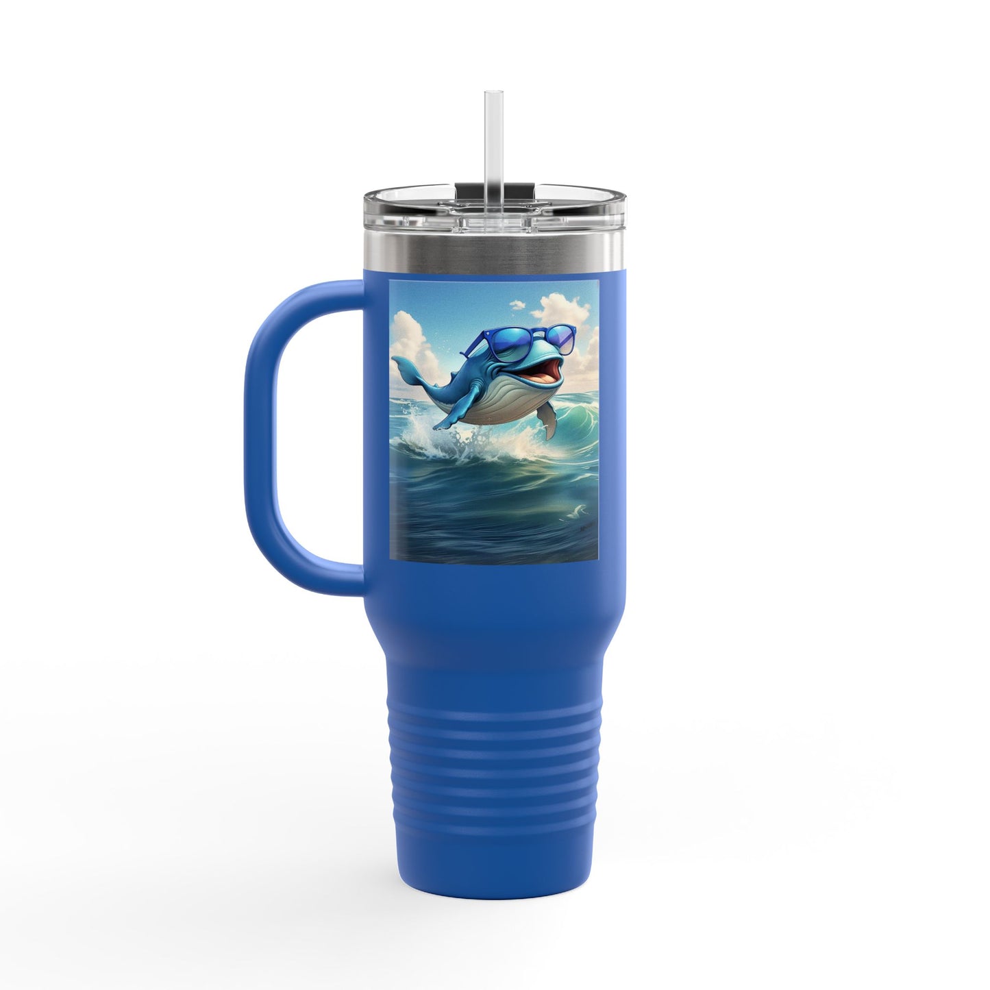 Funny Whale Insulated Travel Mug - 40oz Tumbler with Straw - Perfect for Outdoor Adventures and Gifts