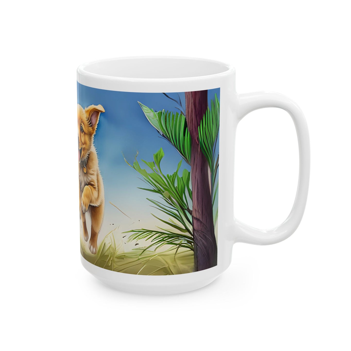 Playful Puppy Ceramic Mug - Perfect for Dog Lovers and Nature Enthusiasts