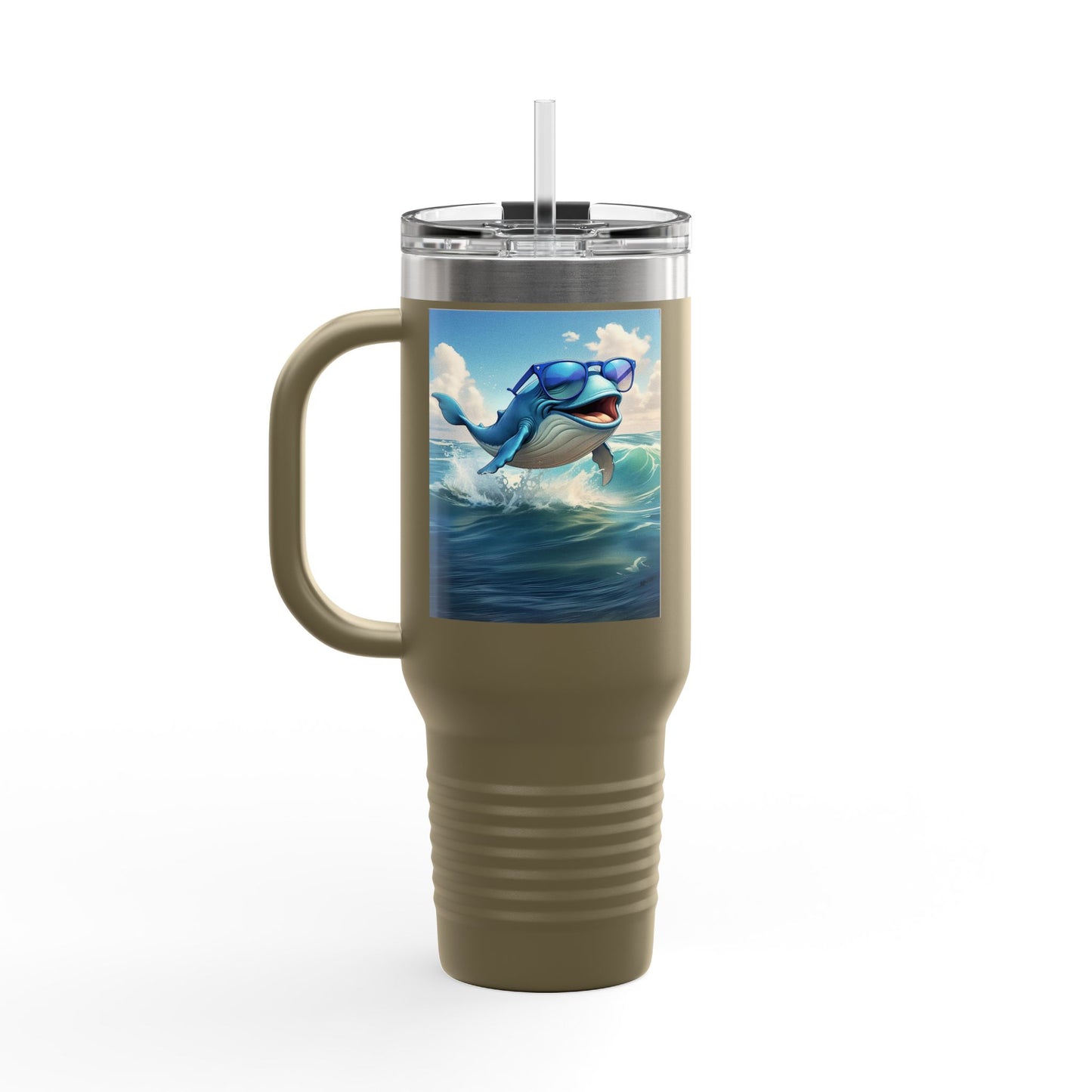 Funny Whale Insulated Travel Mug - 40oz Tumbler with Straw - Perfect for Outdoor Adventures and Gifts