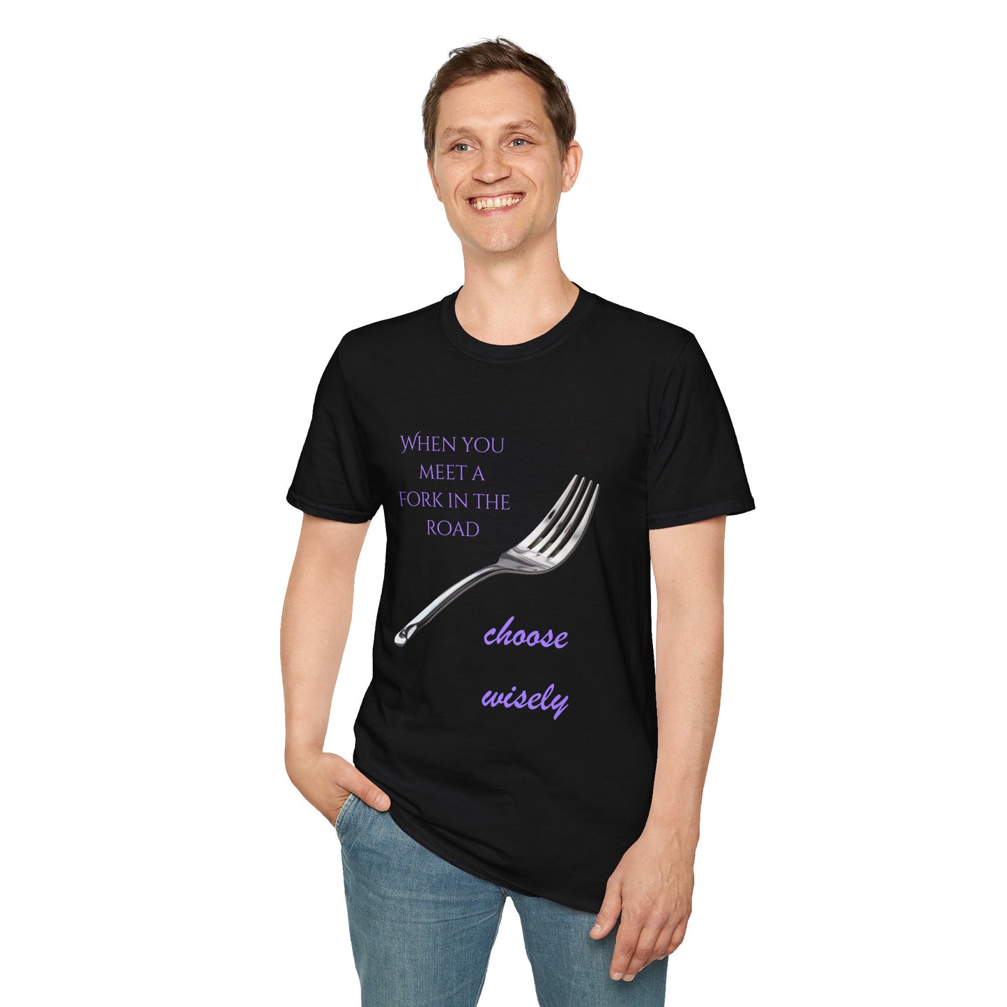 Choose Wisely Unisex Softstyle T-Shirt - Fork in the Road Design