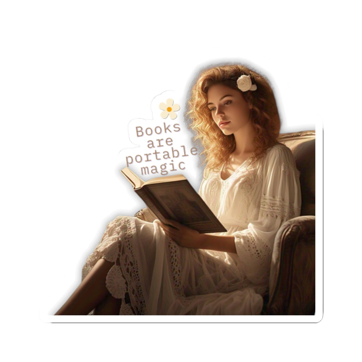 Inspirational Kiss-Cut Sticker: 'Books are Portable Magic' for Book Lovers