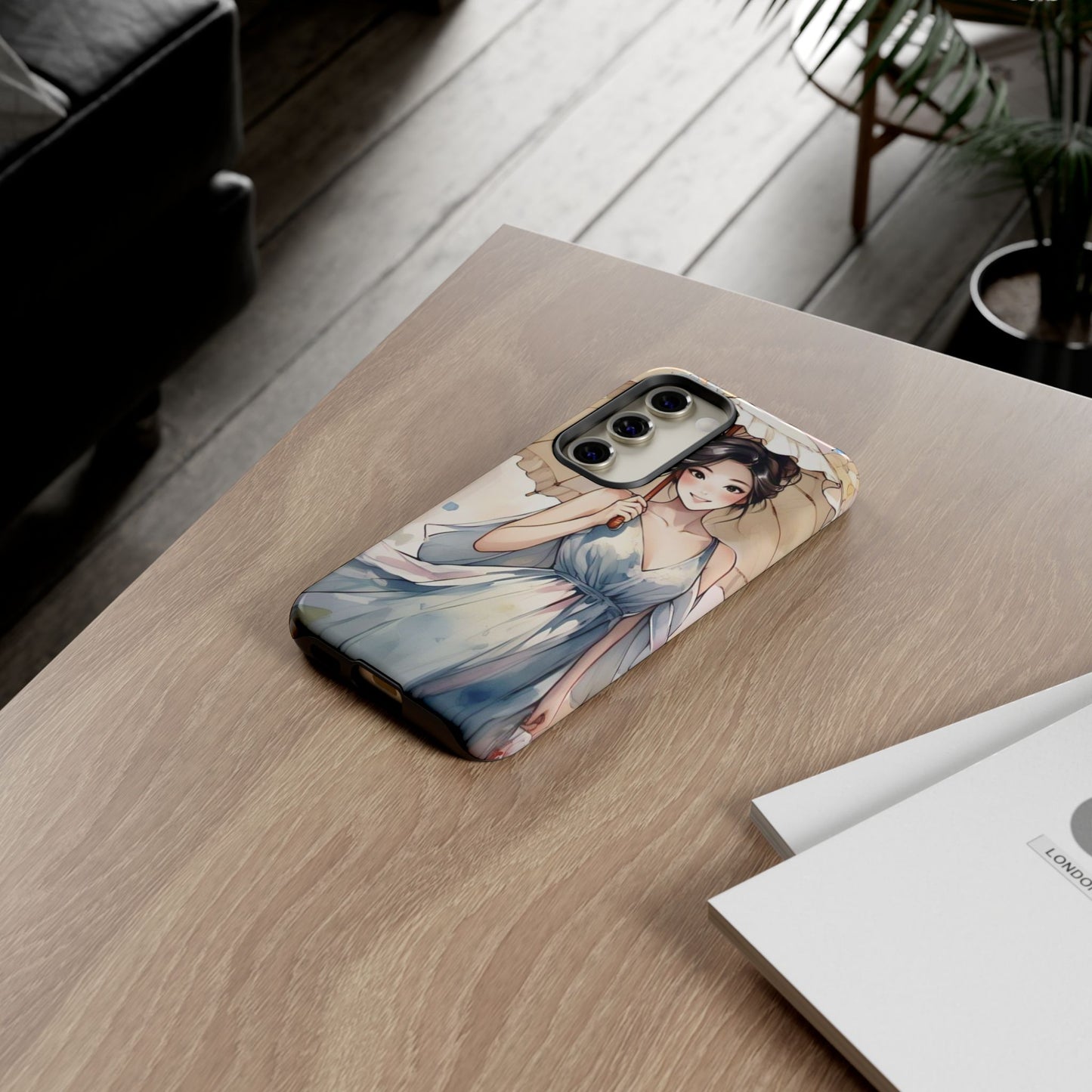 Elegant Floral Phone Case with Umbrella Design