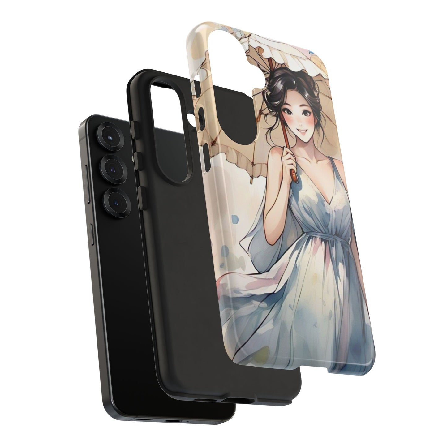 Elegant Floral Phone Case with Umbrella Design