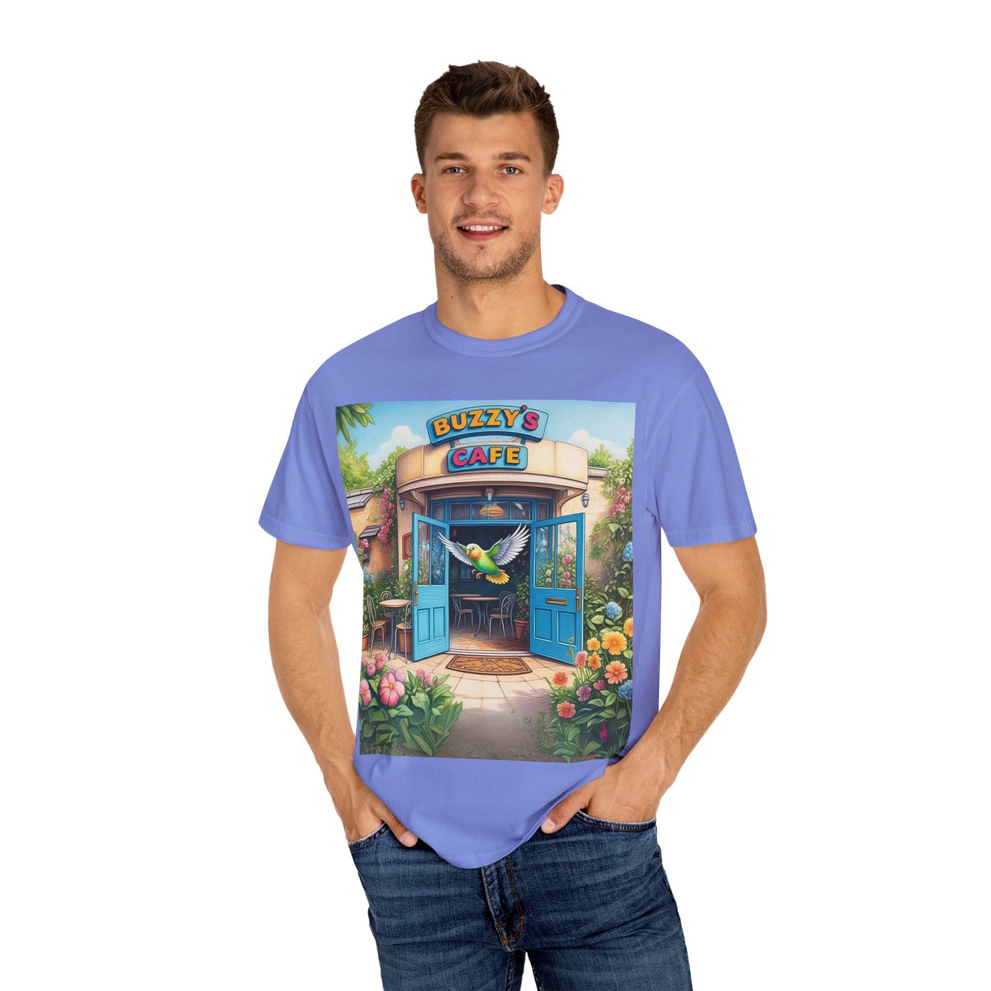 Buzzy's Cafe Unisex Garment-Dyed T-Shirt - Vibrant Summer Vibes