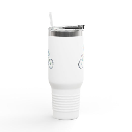 Cycling Enthusiast Insulated Travel Mug | 40oz with Bicycle Design | Perfect for Outdoor Adventures