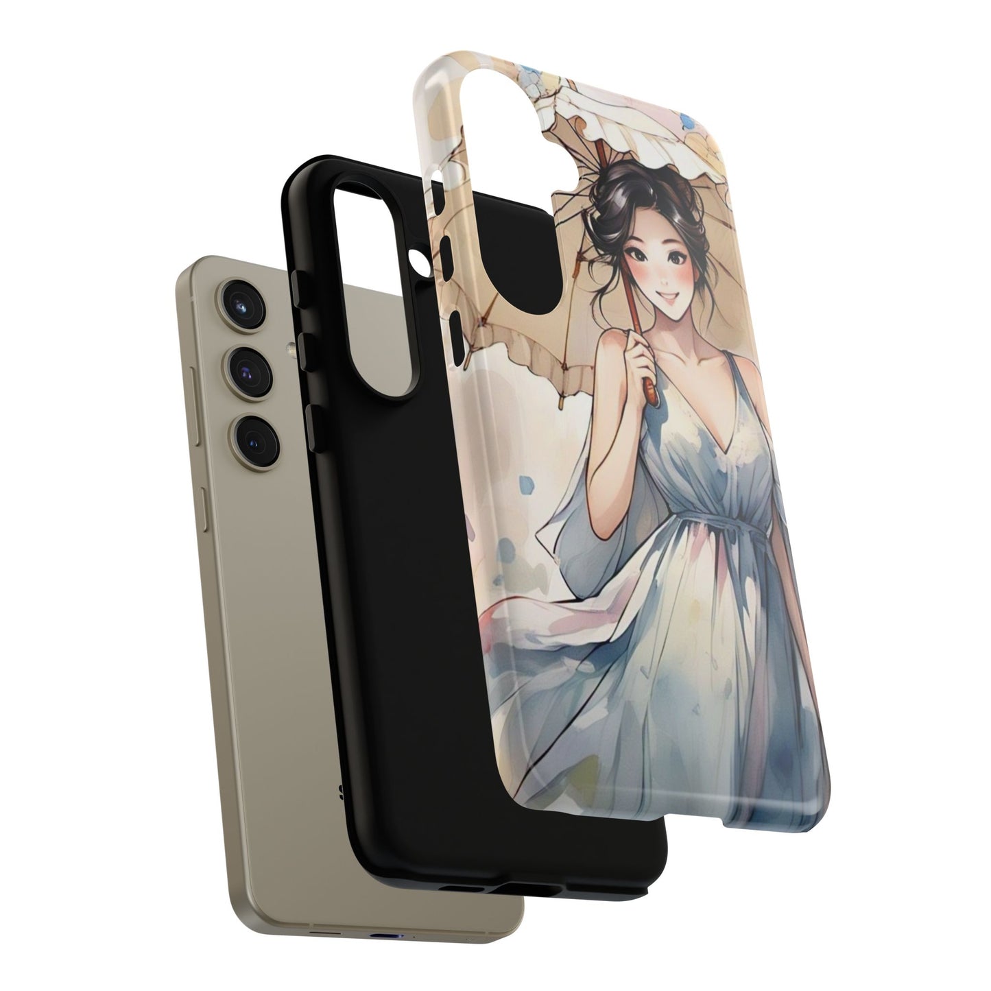 Elegant Floral Phone Case with Umbrella Design