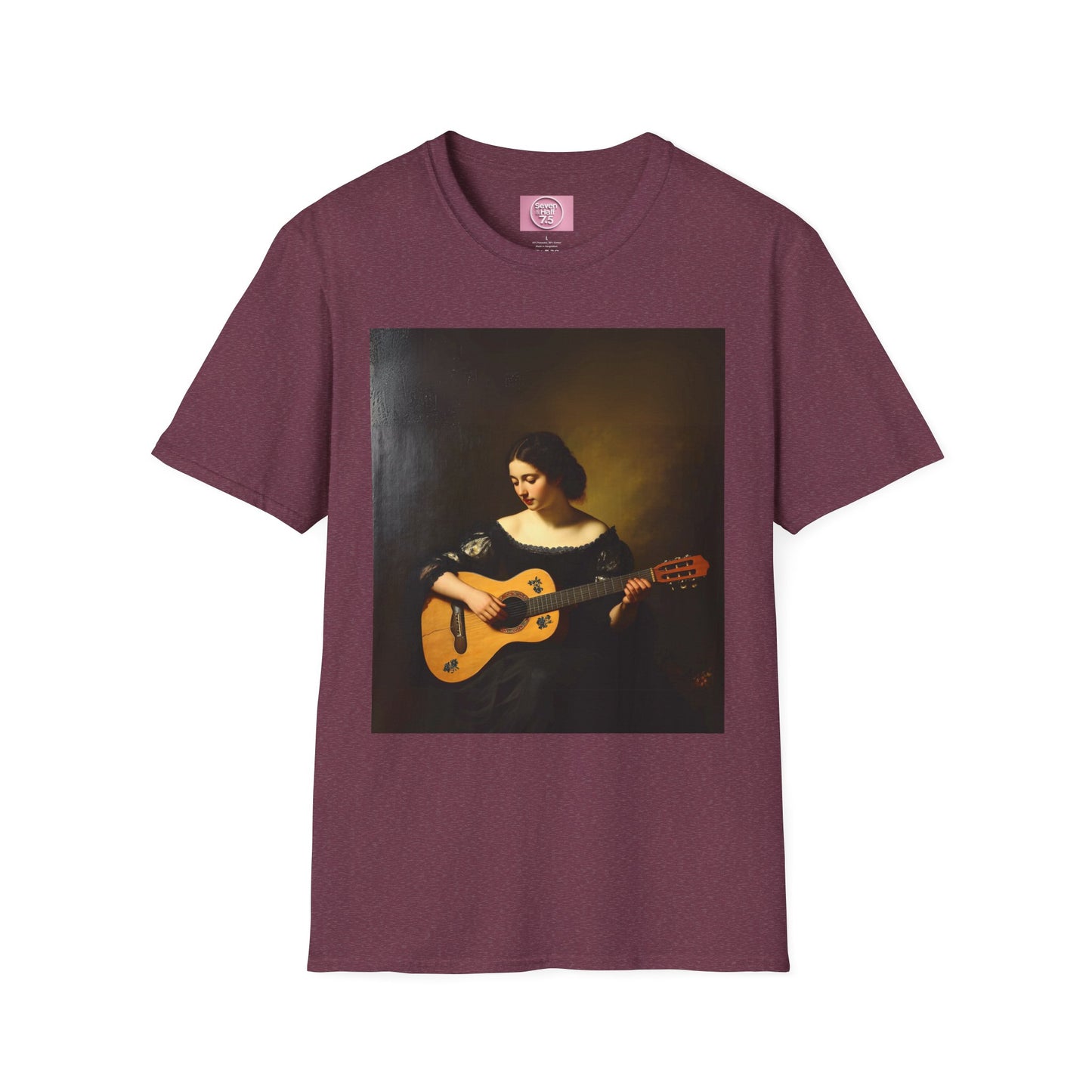 Artistic Guitarist Softstyle T-Shirt - Elegant Vintage Design