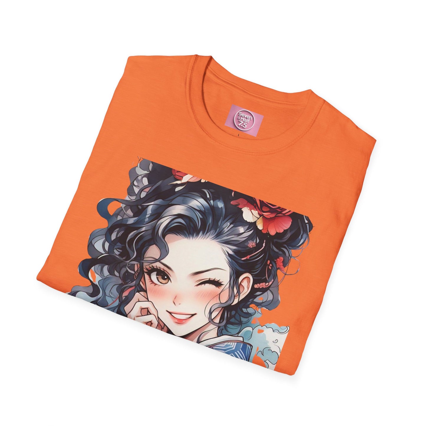 Stylish Unisex Softstyle T-Shirt - Charming Kimono Girl Design
