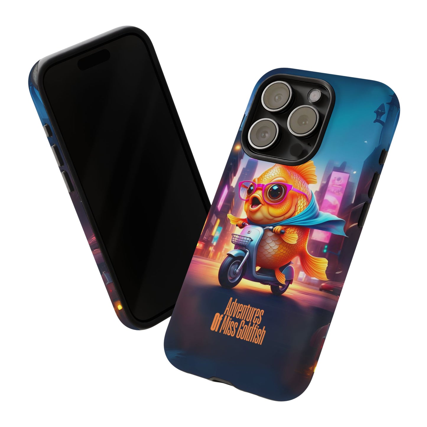 Adventures of Miss Goldfish Phone Case - Fun & Colorful Tough Cover for Fish Lovers
