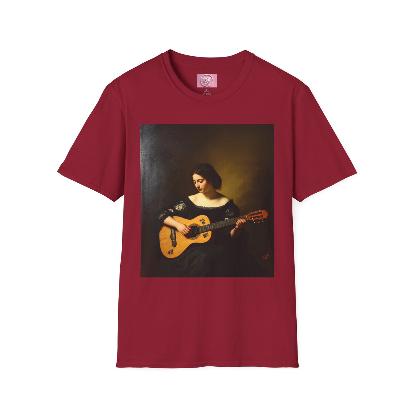 Artistic Guitarist Softstyle T-Shirt - Elegant Vintage Design