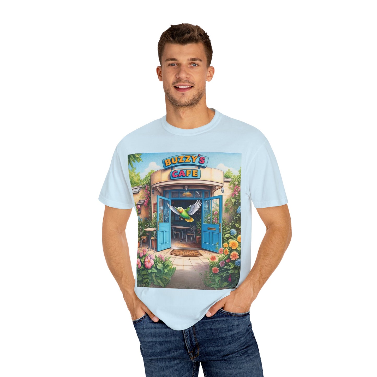 Buzzy's Cafe Unisex Garment-Dyed T-Shirt - Vibrant Summer Vibes