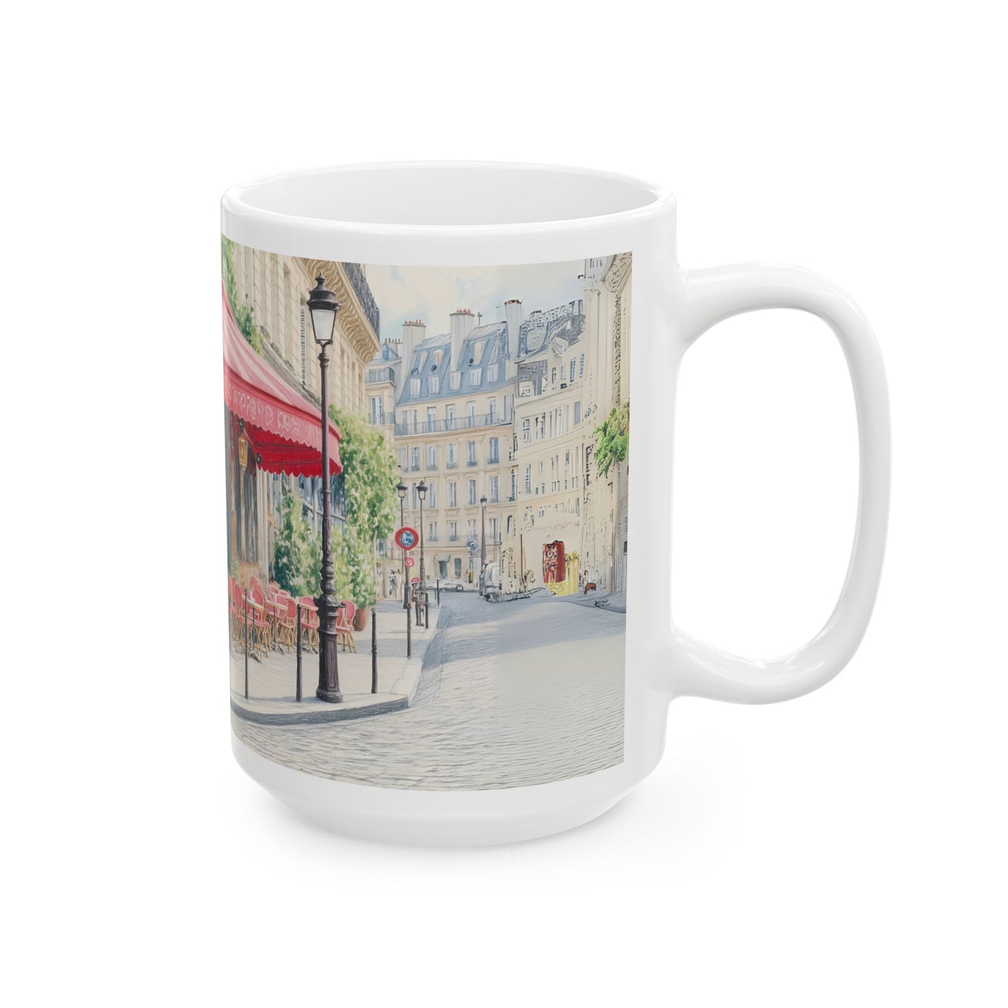 Charming Parisian Cafe Ceramic Mug - Perfect for Coffee Lovers & Gift Giving