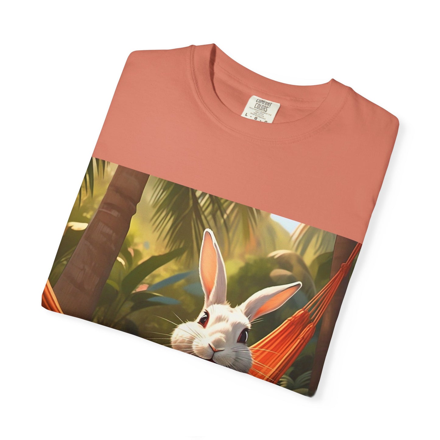 Relaxing Bunny T-Shirt - Unisex Garment-Dyed Tee for Nature Lovers