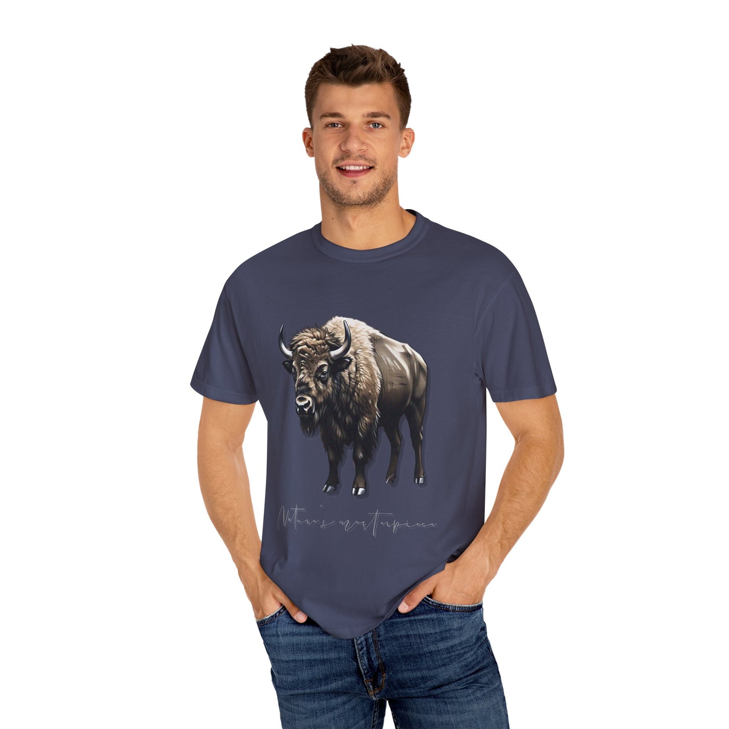 Nature-Inspired Buffalo Unisex T-Shirt - Garment-Dyed Design