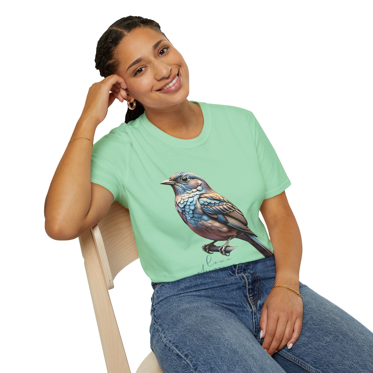 Nature-Inspired Bird Graphic T-Shirt for Soft Comfort