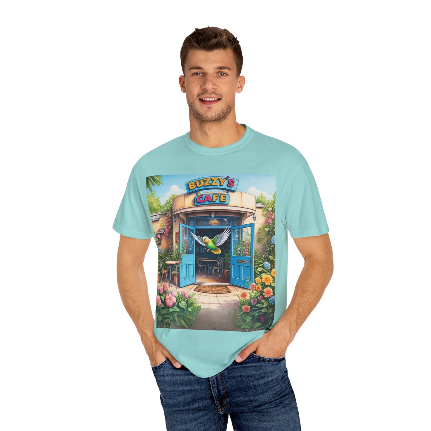 Buzzy's Cafe Unisex Garment-Dyed T-Shirt - Vibrant Summer Vibes