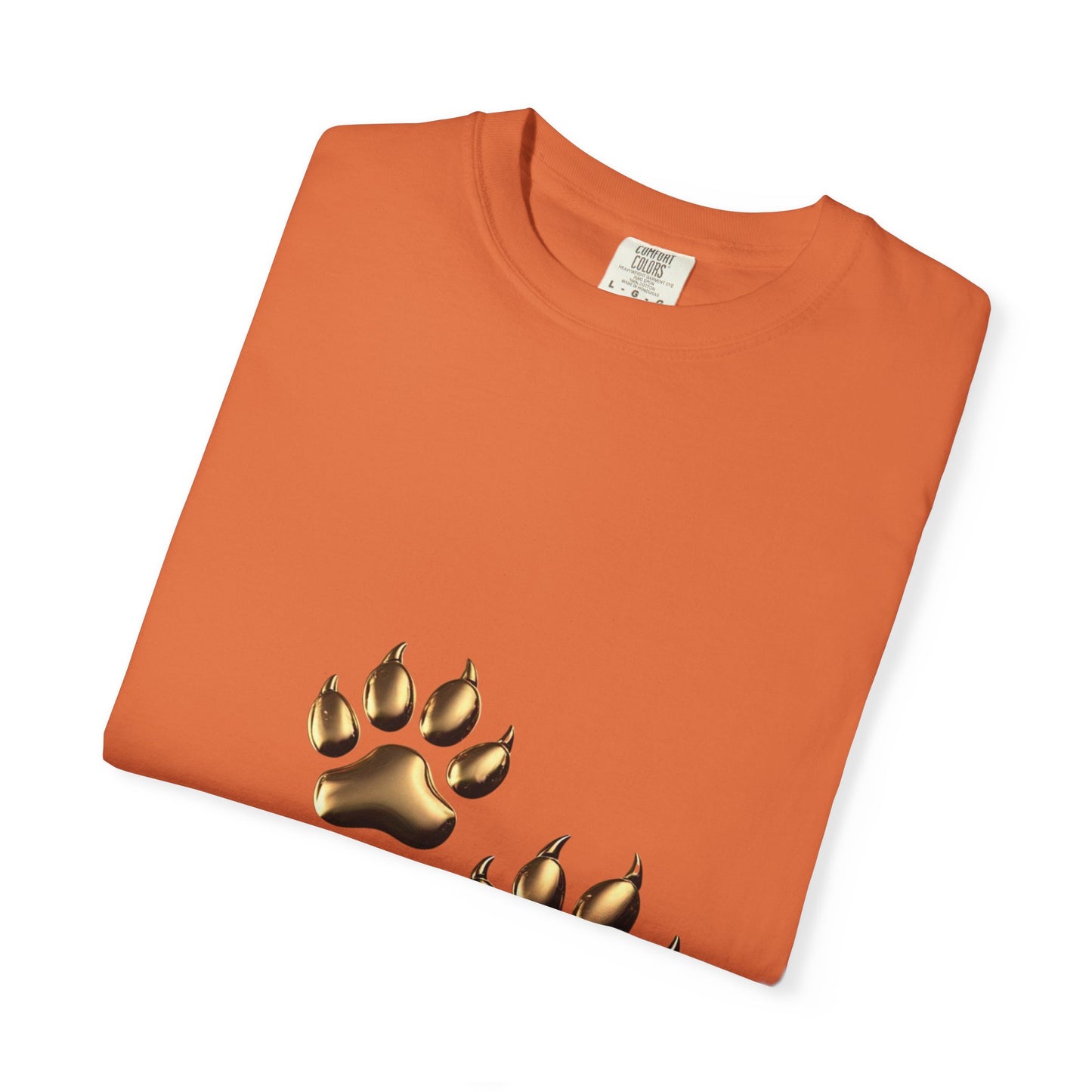 Stylish Unisex Garment-Dyed T-Shirt with Gold Paw Print Design - Perfect for Animal Lovers