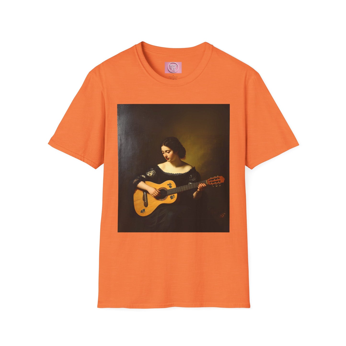 Artistic Guitarist Softstyle T-Shirt - Elegant Vintage Design