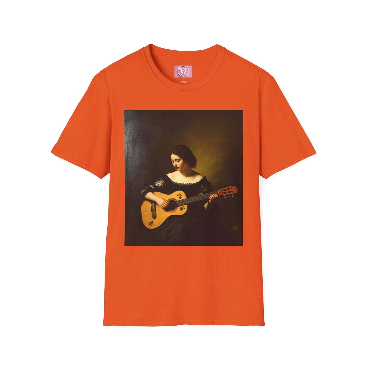 Artistic Guitarist Softstyle T-Shirt - Elegant Vintage Design
