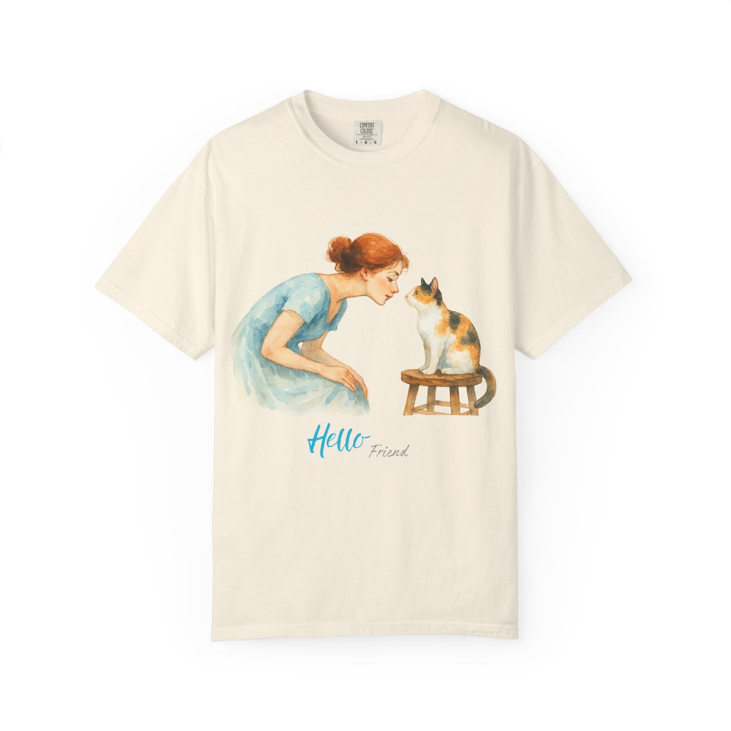 Hello Friend Cat Lover T-Shirt - Unisex Garment-Dyed Tee