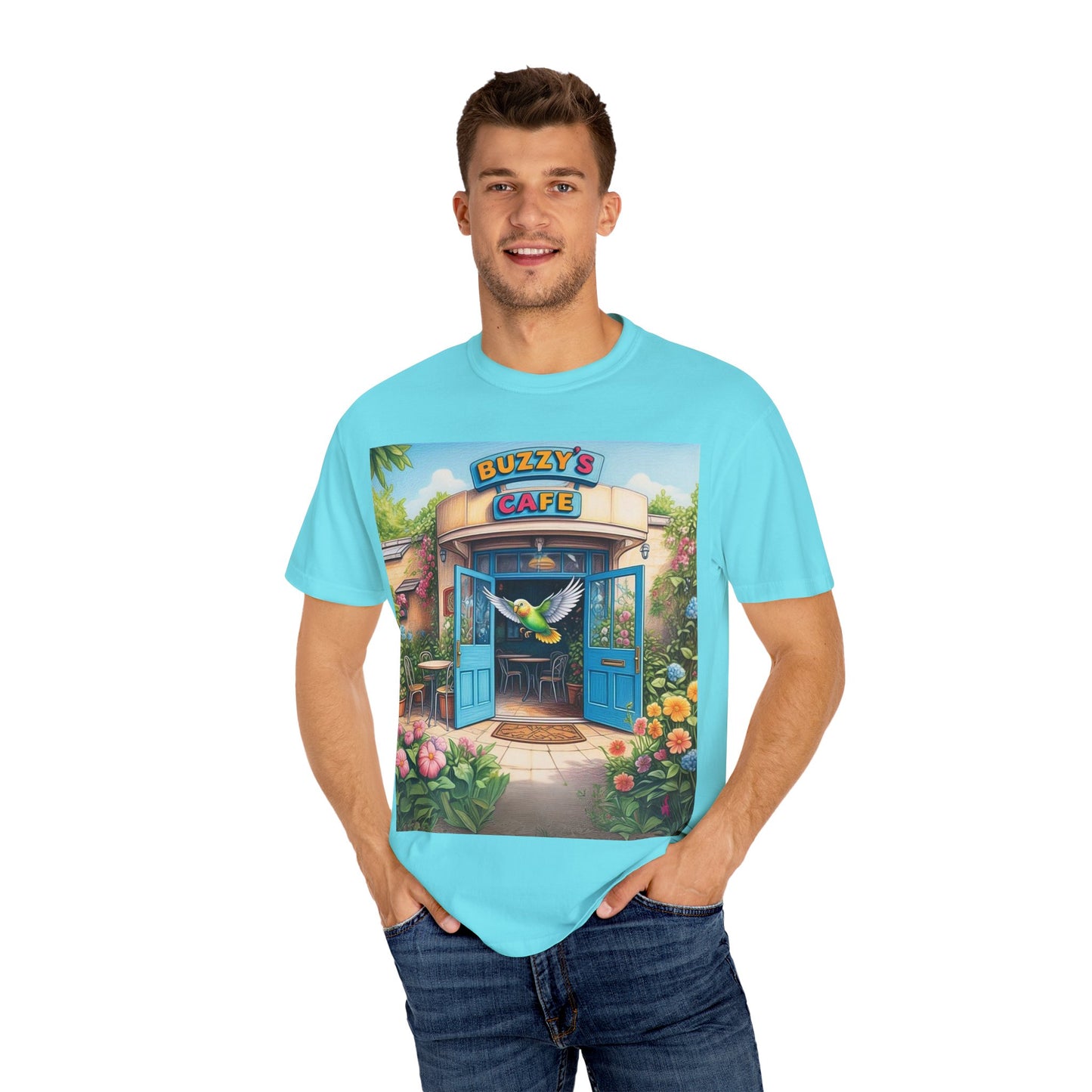 Buzzy's Cafe Unisex Garment-Dyed T-Shirt - Vibrant Summer Vibes