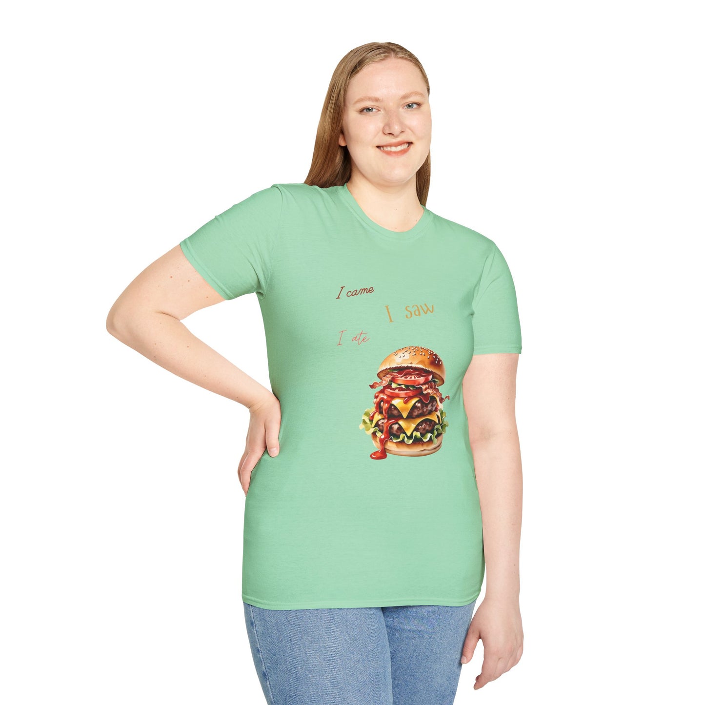 I Came, I Ate Burger Graphic Unisex Softstyle T-Shirt