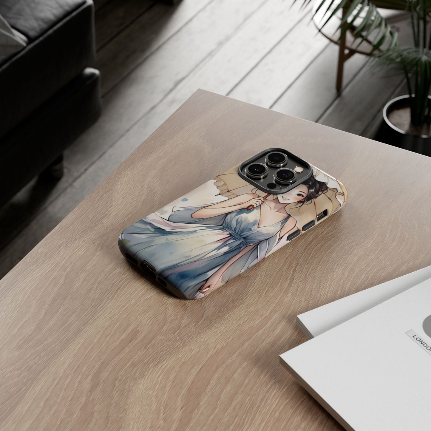 Elegant Floral Phone Case with Umbrella Design